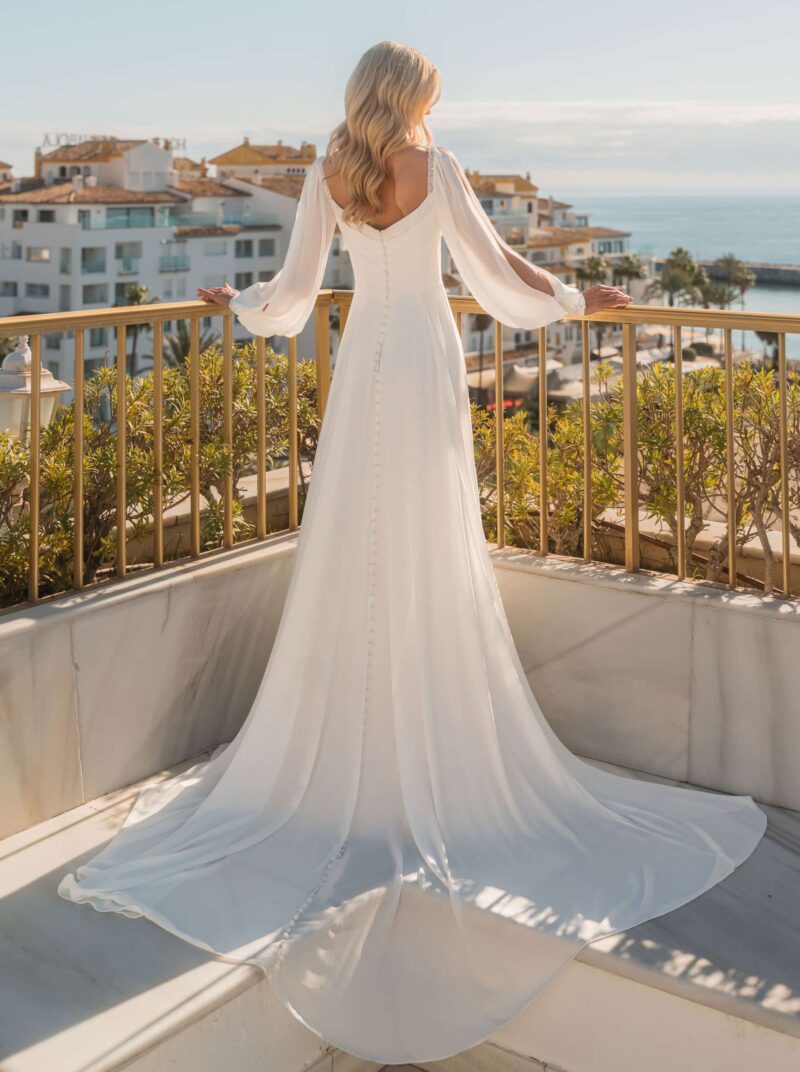 31019 Diane Legrand Brautkleid bei VeRina Brautmoden in Hille Rothenuffeln Chiffon Chiffonärmel Perlen Schleppe (2)